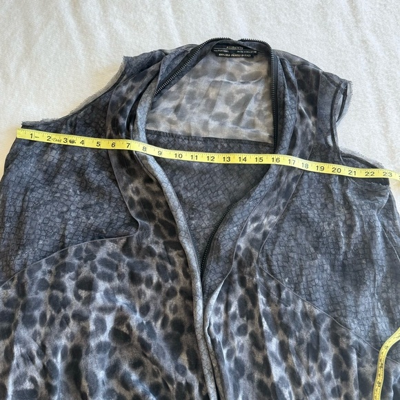 AllSaints Dress | Tunic Animal Print Silk Zip Sleeveless Draped Size US 6 - Picture 9 of 14